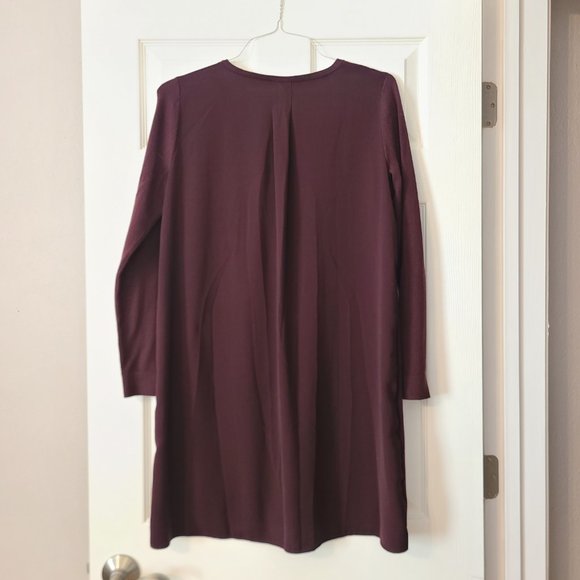 Maroon Burgundy Knit, Crepe Deep V-neck Dress ~ Size Large - Picture 5 of 5